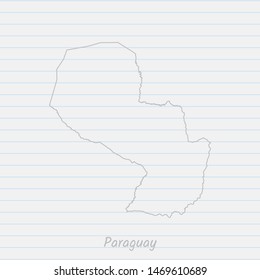 Paraguay map hand drawn gray outline on notebook background. Vector Illustration EPS10.
