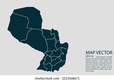 Paraguay map High Detailed on white background. Abstract design vector illustration eps 10