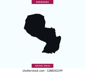 Paraguay Map. High Detailed Silhouette Map In Soft Background - Vector.