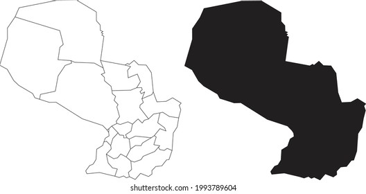 Paraguay map isolated on a white background.
