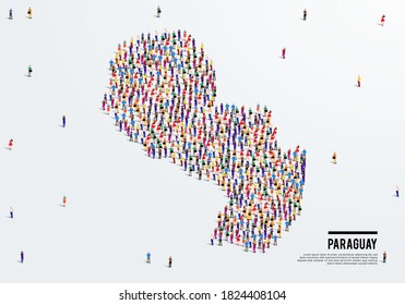 Paraguay Map. Large group of people form to create a shape of Paraguay Map. vector illustration.