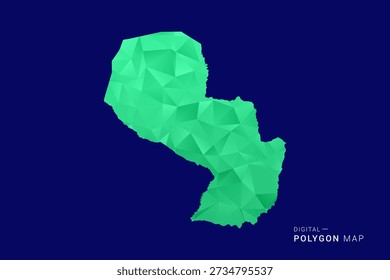 Paraguay Map - Low-Poly-Polygon-Vektor, geometrische dreieckige Silhouette in Grün-und Blautönen, sauber modernen Stil, isolierten Hintergrund für die Infografik verwenden.