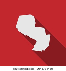 Paraguay map on red background with long shadow