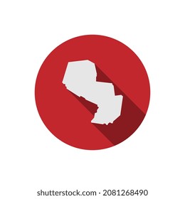 Mapa paraguayo del círculo rojo con una sombra larga