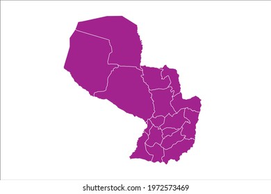 Paraguay Map pink Color on White Backgound
