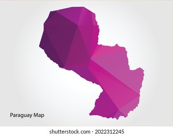 Paraguay Map pink Color on white background polygonal