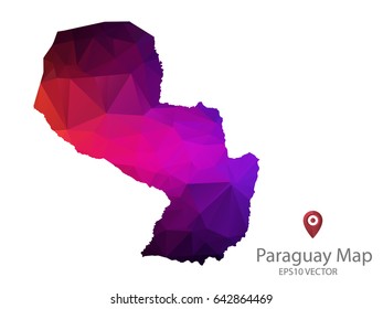 paraguay map polygon colorful vector illustrator eps10