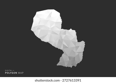 Paraguay Map - Ilustración vectorial de estilo polígono en diseño geométrico de bajo poli negro, gris y blanco, silueta mínima, aislado para infografía.
