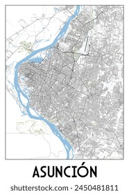 Asunción Paraguay map poster art