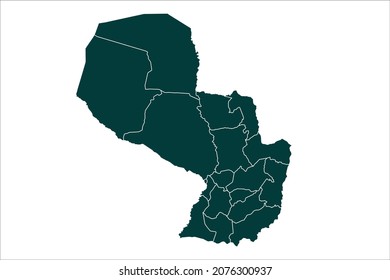 Paraguay map Sacramento green Color on White Backgound