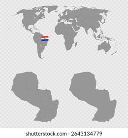 Mapa do Paraguai com localização mundial.