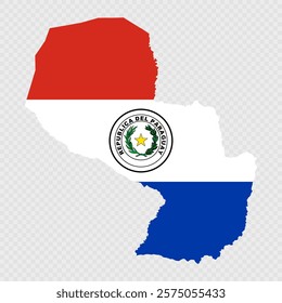 Paraguay map silhouette with flag.