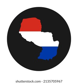 Paraguay map silhouette with flag on black background