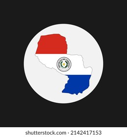Paraguay map silhouette with flag on white background