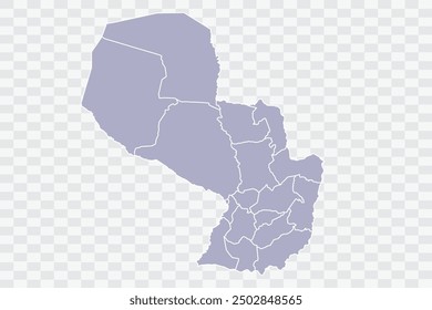 Paraguay Map silver Color on White Background quality files Png