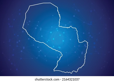 Paraguay-Karte-Technologie mit Netzwerkanschluss-Hintergrund