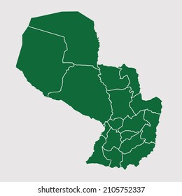 Paraguay map vector, Abstract design vector illustration Eps 10. Green color palette color. High Detailed on white background.