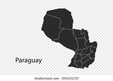 Mapa paraguayo vector, color negro. aislado en fondo transparente