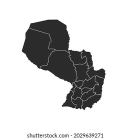 Paraguay-Karte, Vektorgrafik, dunkle Farbe.einzeln auf transparentem Hintergrund. 