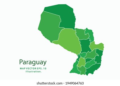 Paraguay map. Vector eps10. green color. on white backgrounds.