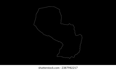 Paraguay map vector illustration. Drawing with a white line on a black background.