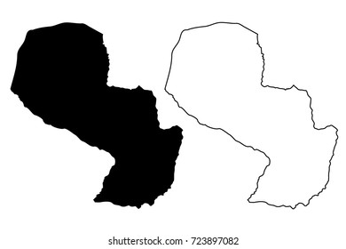Paraguay map vector illustration, scribble sketch Paraguay