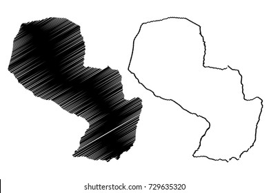 Paraguay map vector illustration, scribble sketch Paraguay