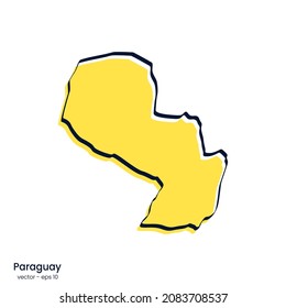 Diseño de plantillas de ilustraciones de vector de mapas paraguayos. Estilo de esquema.