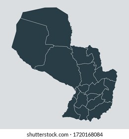 paraguay map vector, isolated on gray background