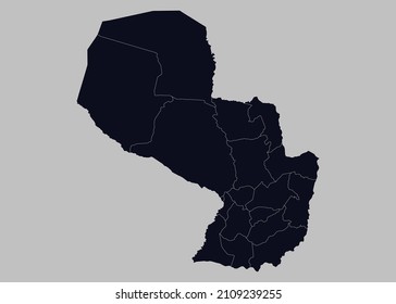 Paraguay map vector, Isolated on gray background