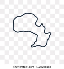 Paraguay map vector outline icon isolated on transparent background, high quality linear Paraguay map transparency concept can be used web and mobile