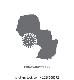 Paraguay map with a virus microbe. Illness and disease outbreak