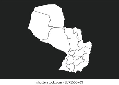 Paraguay map White Color on black Background