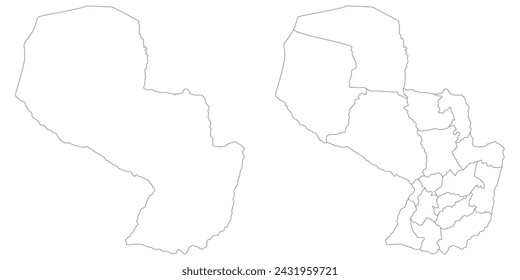 Paraguay map. Map of Paraguay in white set