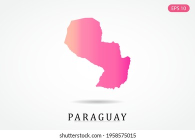 Paraguay Map - World Map International vector template with Pink gradient color isolated on white background - Vector illustration eps 10