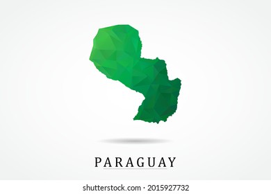 Paraguay Map - World Map International vector template, low polygon style with green color isolated on white background - Vector illustration eps 10