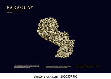 Paraguay Karte - Weltkarte Internationale Vektorvorlage mit goldenem Raster auf dunklem Hintergrund für Banner, Website, Infografik, Bildung - Vektorgrafik eps10