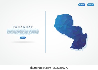 Mapa paraguayo - Mapa mundial Planilla vectorial internacional con gradiente de color azul poligonal aislado en fondo blanco para la educación, sitio web, banner - Ilustración vectorial eps 10