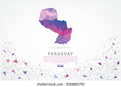 Mapa paraguayo - Mapa mundial Planilla vectorial internacional con gradiente de color rosado poligonal aislado en fondo blanco para educación, sitio web, banner, infografía - Ilustración vectorial eps 10