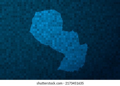 Paraguay Map - World Map international vector template with technology style isolated on blue pixel background for education, design, website, infographic - Vector illustration eps 10