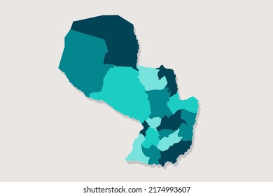 Paraguay-Karte - Weltkarte-Vorlage für internationale Vektorgrafiken mit hoher detaillierter, blau-grüner Rahmenfarbe einzeln auf weißem Hintergrund - Vektorgrafikeps10