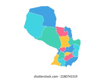 Paraguay Map - World Map International vector template with High detailed including blue, green, pink, and yellow outline color isolated on white background - Vector illustration eps 10