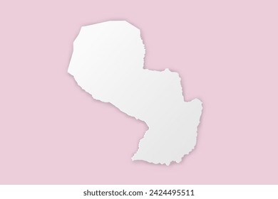 Paraguay Map - World map International vector template with paper cut style including shadow and white color on pink background for design, education, website - Vector illustration eps 10