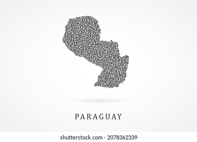 Mapa Paraguay - Mapa mundial del vector con cuadrícula negra sobre fondo blanco para educación, infografía, diseño, sitio web, banner - Ilustración vectorial eps 10