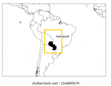 Paraguay map yellow frame geography national 