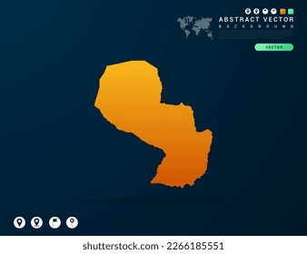 Paraguay map of Yellow and orange gradient on dark background vector.