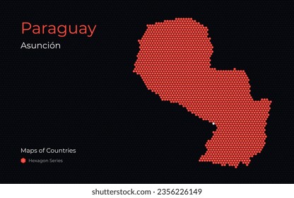 Paraguay, Asunción. Maps of Countries. Hexagon Series. Creative vector maps. South America