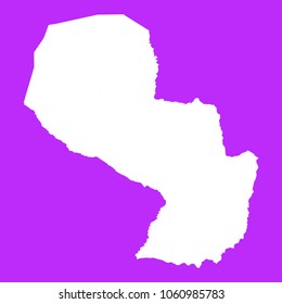 Paraguay map-White map on purple background. Each city and border has separately. Vector illustration eps 10.