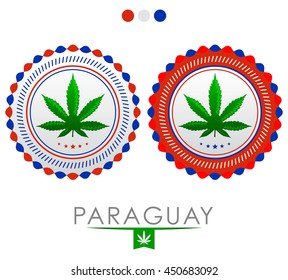 Paraguay marijuana emblem - vector cannabis seal of approval with the colors of the flag of Paraguay