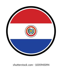 Paraguay national circle button flag background texture. Vector illustration, National Flag of Paraguay | Button Style.